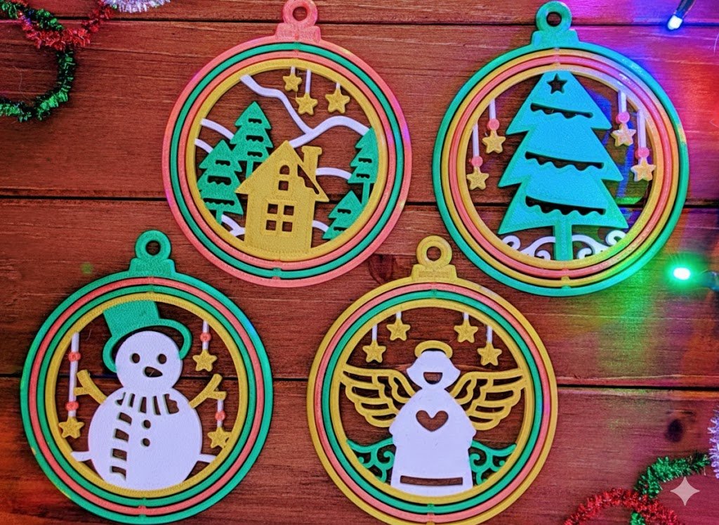 Pack de 4 Adornos Navideños Giratorios - Image 3