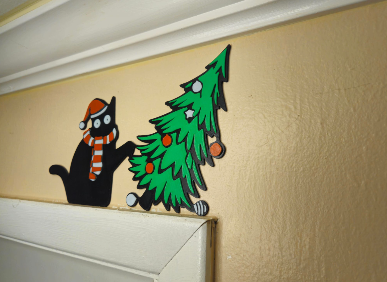 Gato Navideño Decoración Puerta - Image 2